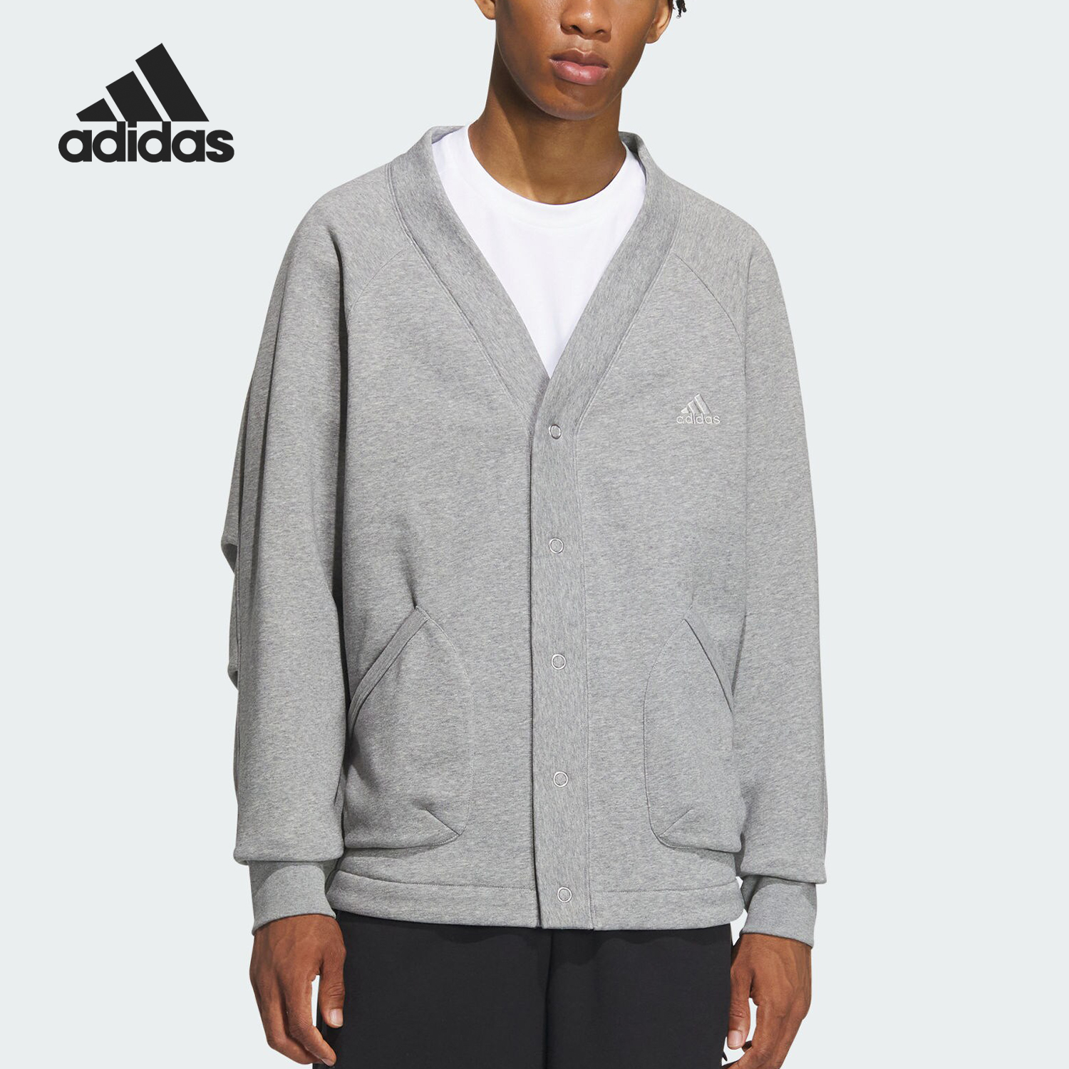 Adidas/阿迪达斯正品男士纯色字母Logo刺绣长袖针织衫IX6815