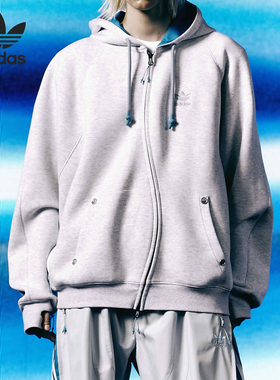 Adidas/阿迪达斯官方正品三叶草男士运动连帽针织夹克外套JN5828