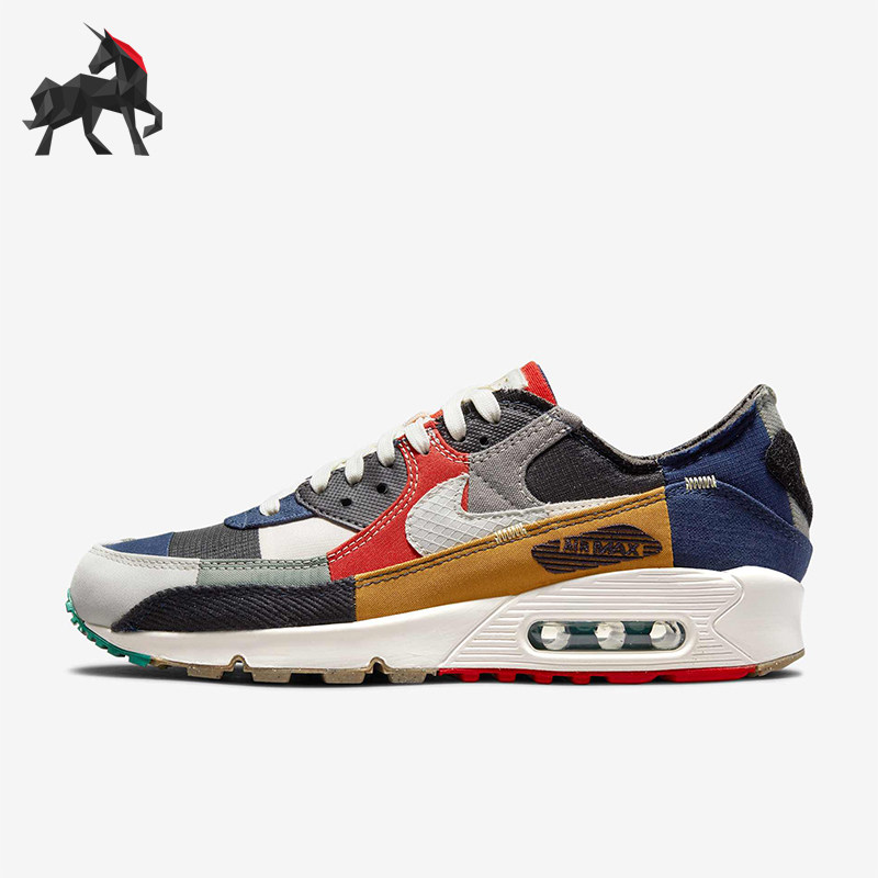 Nike/耐克正品Air Max 90 QS男女牛仔补丁跑步鞋DJ4878-400