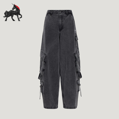 Adidas/阿迪达斯正品三叶草女士多口袋工装经典牛仔运动裤KU9535