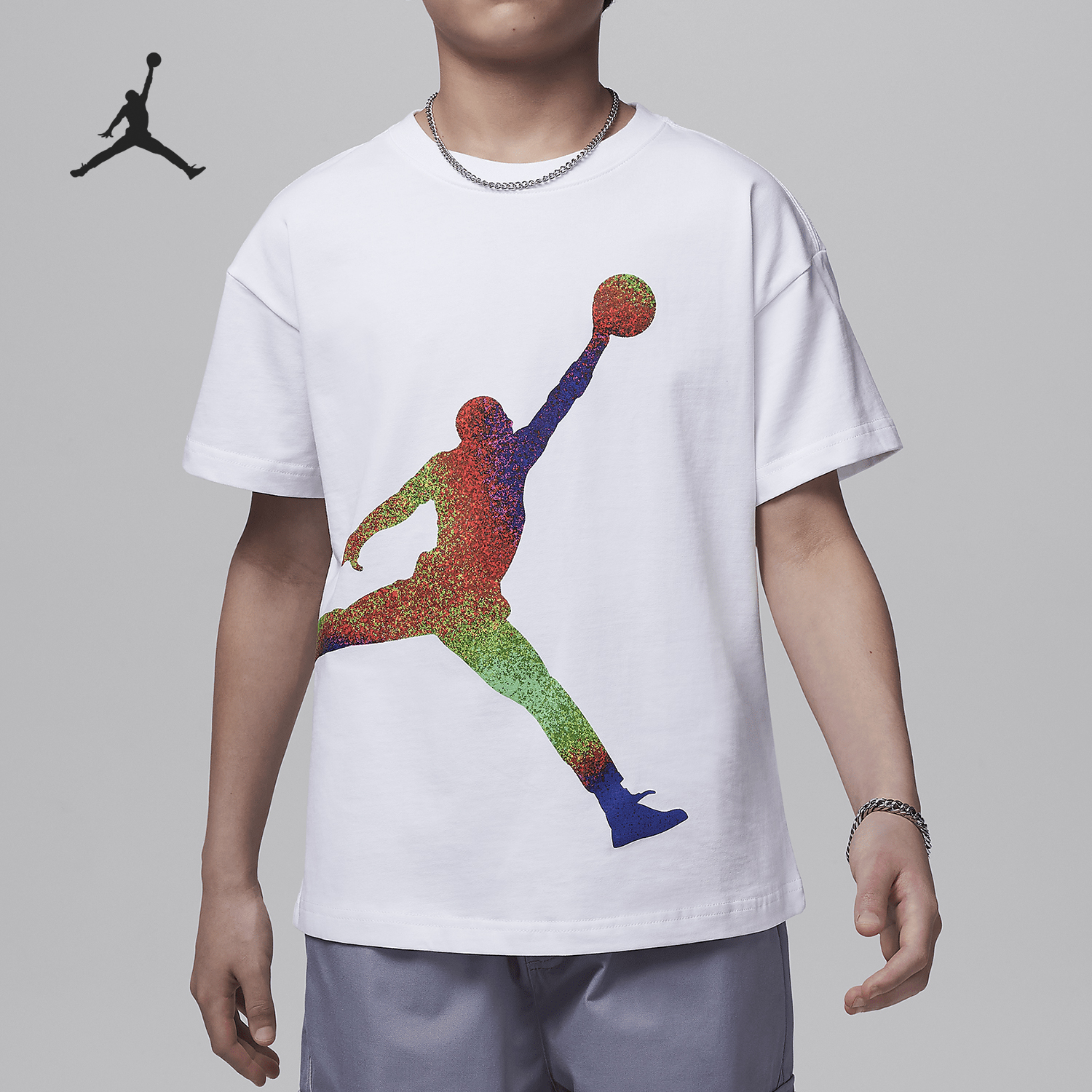 Nike/耐克正品Jordan大童柔软针织透气运动休闲T恤HM9256-100