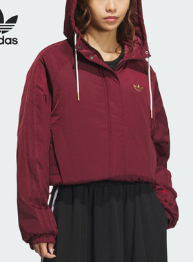 Adidas/阿迪达斯三叶草女士连帽梭织保暖短款棉服KA5313