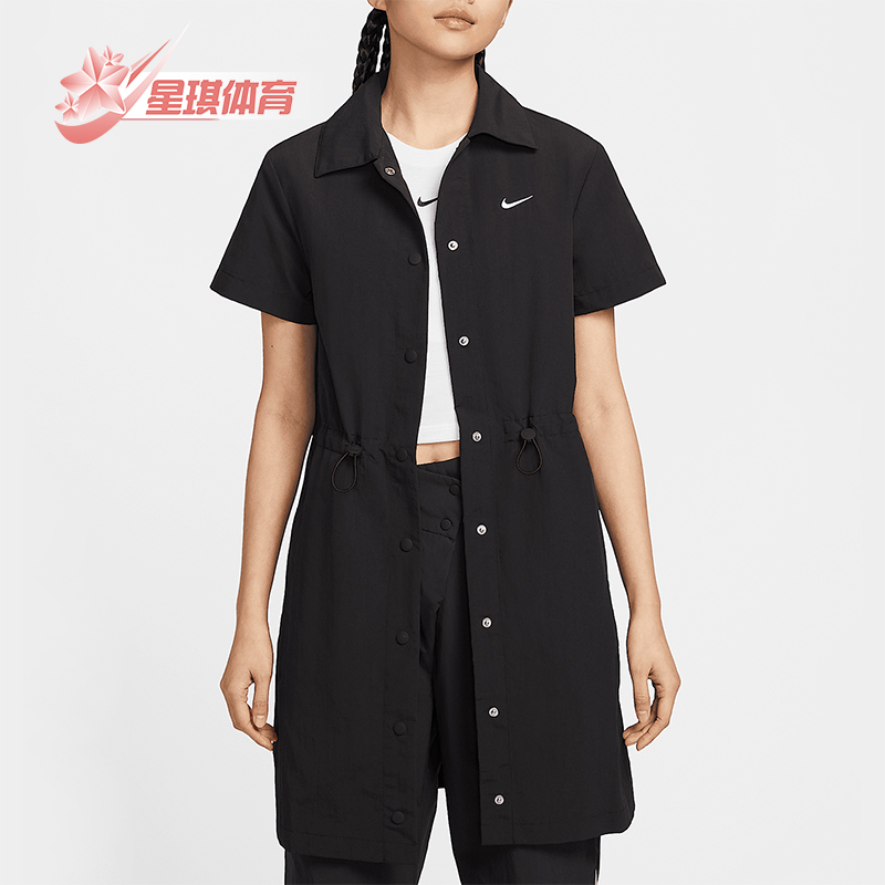 Nike/耐克正品2025夏季款女士梭织透气经典短袖连衣裙HJ1145-010
