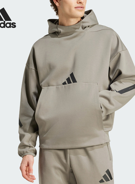 Adidas/阿迪达斯官方正品新款男士轻薄柔软保暖连帽卫衣JE3071