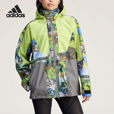 Adidas/阿迪达斯正品新款女士拉链连帽运动夹克外套JF8480