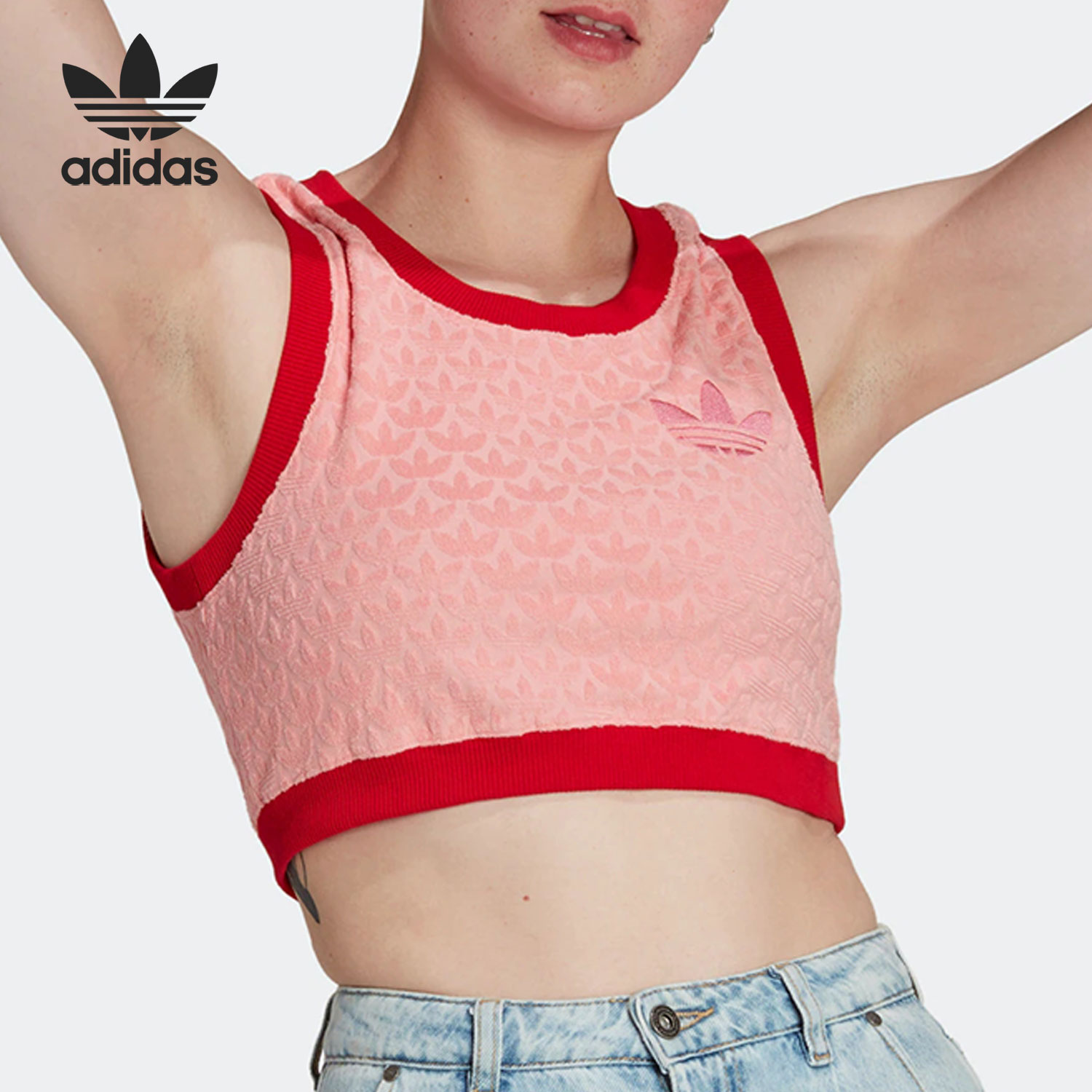 Adidas/阿迪达斯正品三叶草女子运动休闲复古短款背心 IB2041