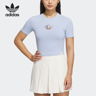 女子圆领运动短袖 三叶草夏季 T恤IP1775 阿迪达斯正品 Adidas