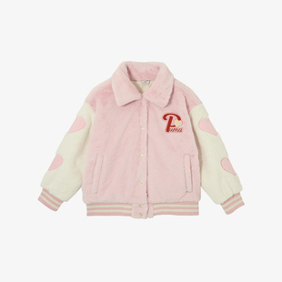 Puma/彪马正品秋季新款儿童仿兔毛爱心棒球服外套941994-01