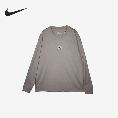 Nike/耐克正品新款男灰色柔软刺绣圆领印花长袖T恤IO9761-236