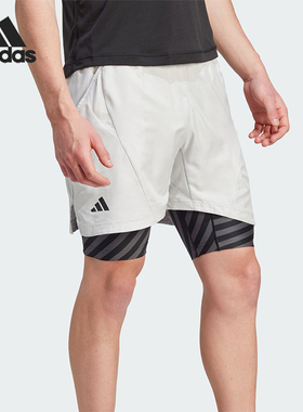 Adidas/阿迪达斯正品AeroreadyTwo-In-OnePro网球经典短裤IU3204
