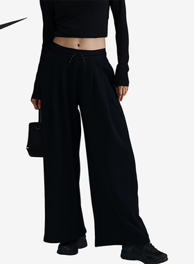 Nike/耐克正品新款女士中腰褶裥法式毛圈运动长裤HF9546-010