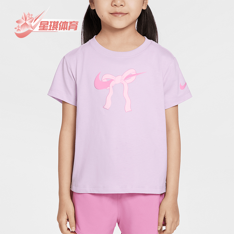 Nike/耐克正品Swoosh Ribbon小童蝴蝶结经典印花T恤II3526-537