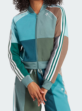 Adidas/阿迪达斯正品三叶草时尚拼接女子运动夹克外套II0760