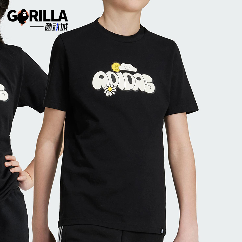 Adidas/阿迪达斯正品GRAPHIC T-SHIRT大童经典透气运动短袖IZ0418
