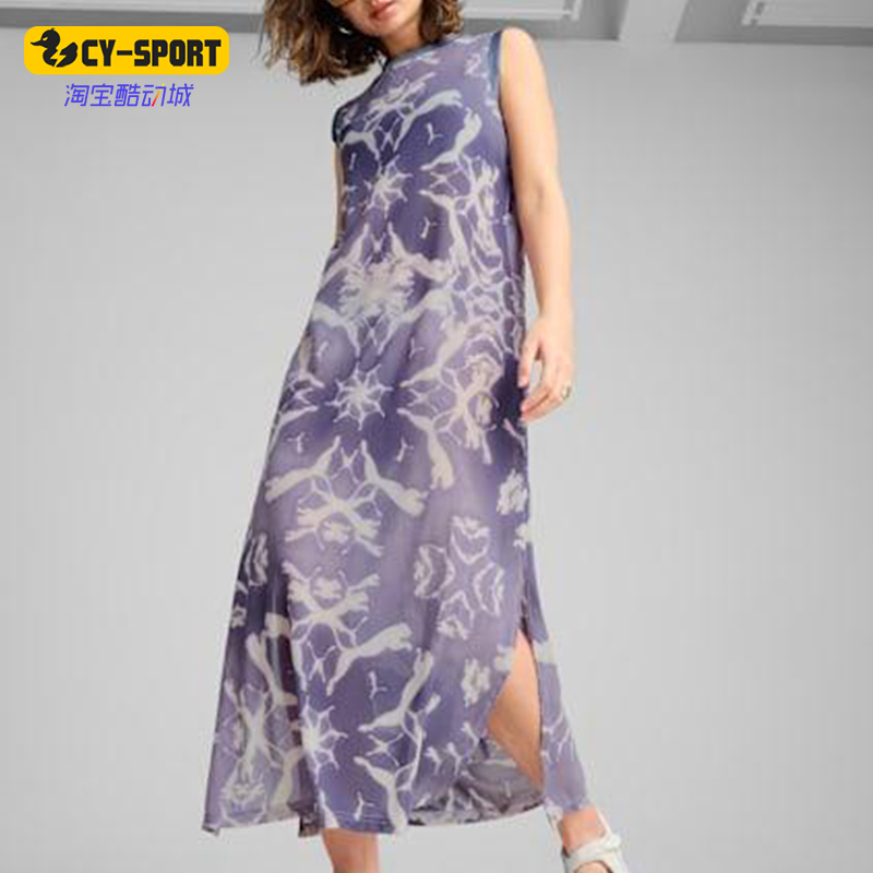 Puma/彪马正品夏季女士休闲时尚潮流印花透气开衩连衣裙629832-47