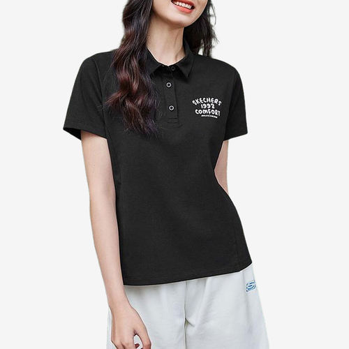 Skechers斯凯奇正品女印花字母凉感短袖Polo翻领衫L224W082-0018