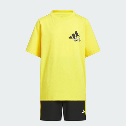 Adidas/阿迪达斯正品2025夏季儿童圆领针织经典透气套装KC8472