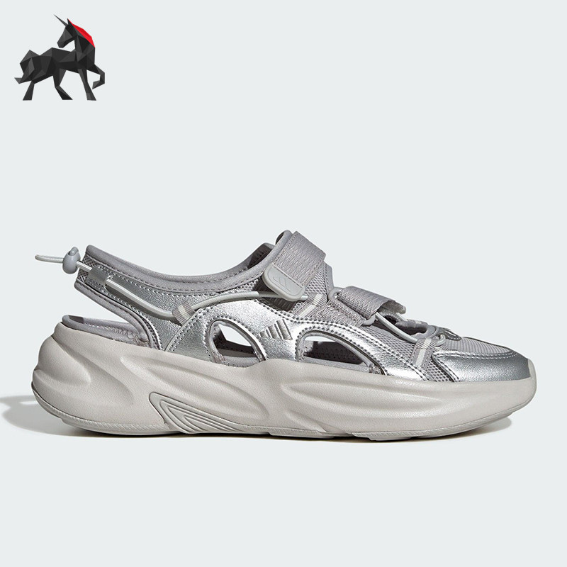 Adidas/阿迪达斯正品2025男女复古超轻缓震魔术贴厚底凉鞋JS4580