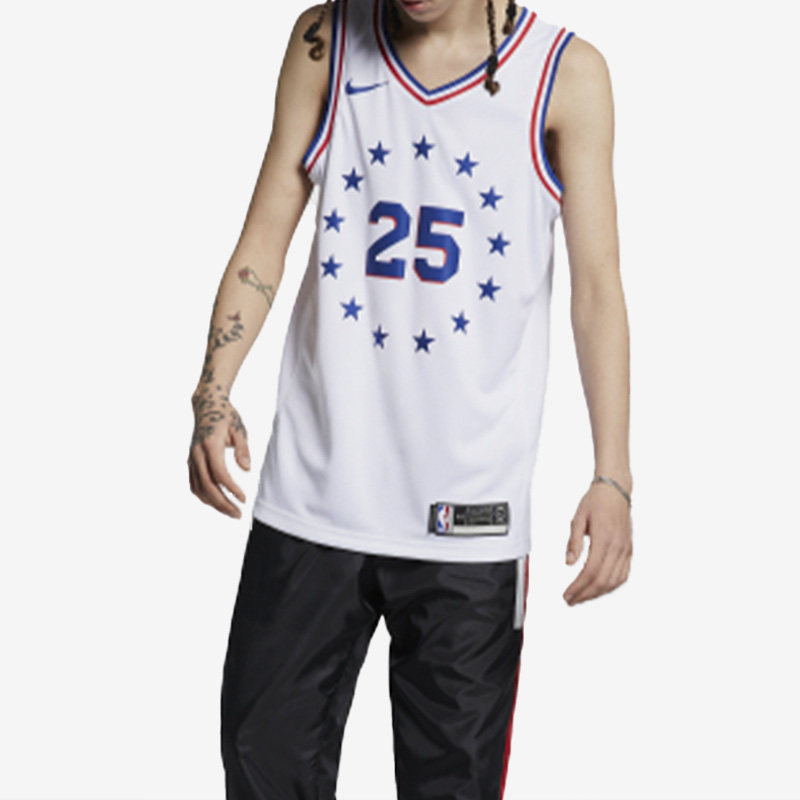 Nike/耐克正品西蒙斯76人男子篮球运动无袖球衣BQ1173-100
