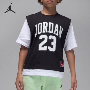 透气针织休闲拼接短袖 Nike 耐克正品 JORDAN大童时尚 010 IQ5330