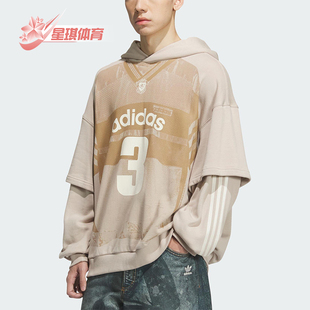 运动连帽假两件针织套头衫 三叶草男士 KC2608 阿迪达斯正品 Adidas