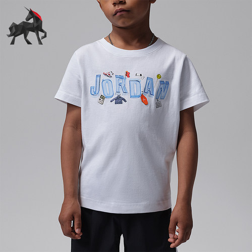 Nike/耐克正品Jordan小童圆领经典图案运动透气短袖T恤IW2135-100