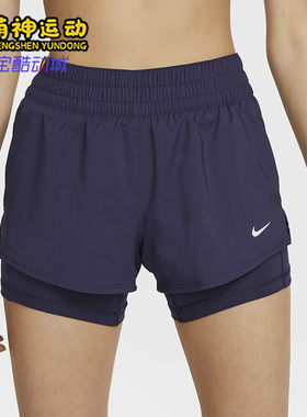 Nike/耐克正品2025女士梭织松紧腰透气二合一运动短裤DX6013-555