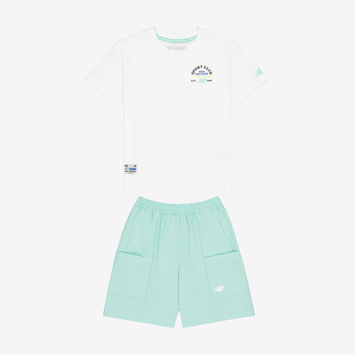 New Balance新百伦正品儿童休闲运动透气短袖套装2SE22073-WT