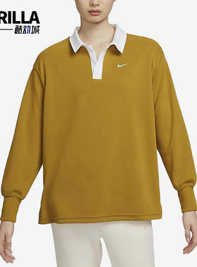 Nike/耐克正品女士时尚舒适翻领休闲宽松长袖T恤FB8721-716