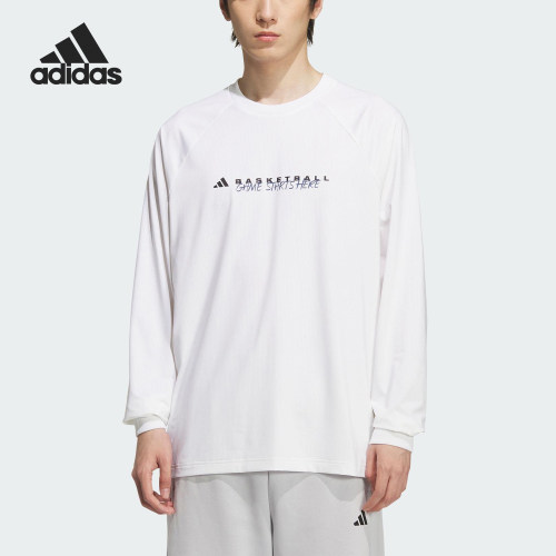 Adidas/阿迪达斯正品BASKETBALL男士圆领篮球运动长袖T恤KC2802