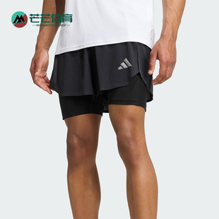 Adidas/阿迪达斯正品SHORTS男士透气二合一跑步运动短裤KE2286