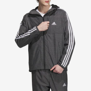运动休闲连帽夹克外套IK7325 26夏牛仔风男士 Adidas 阿迪达斯正品