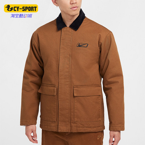 耐克男士工装翻领运动保暖棉服