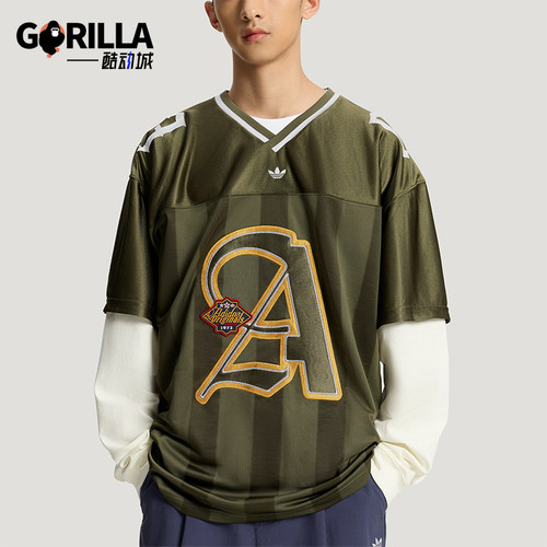 Adidas/阿迪达斯正品三叶草男士透气二合一球衣复古长袖T恤KS5329