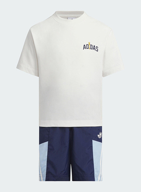 Adidas/阿迪达斯正品2025三叶草小童透气经典运动针织套装JV5173