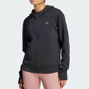 女士经典 Adidas 新款 2025春季 连帽针织外套JP2654 阿迪达斯正品