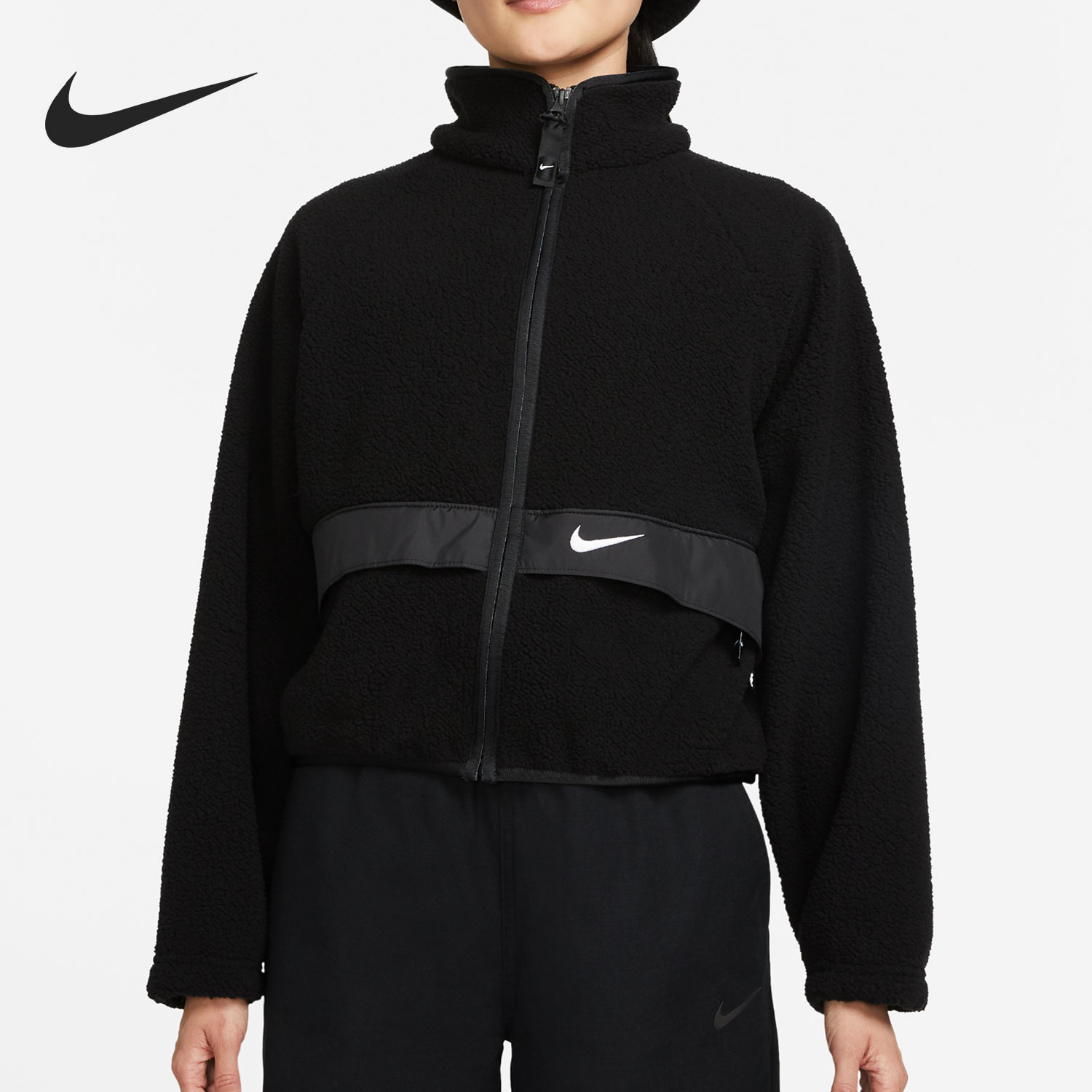 Nike/耐克正品女子起绒立领保暖短款运动夹克外套 DO7761-010
