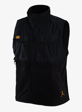 Nike/耐克正品JORDAN男士抓绒多口袋拼接保暖运动马甲DX6598-010
