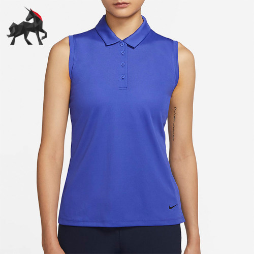 Nike/耐克正品Dri-FIT无袖POLO衫新款女经典蓝色POLO衫DH2313-430