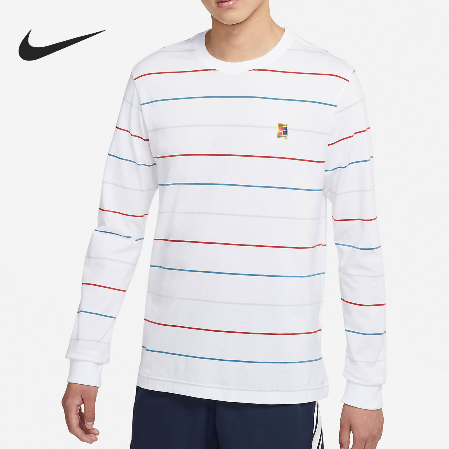 Nike/耐克正品运动男士时尚条纹印花休闲长袖T恤DJ2808-100,运动服/休闲服装,运动T恤,淘宝优惠券,粉丝福利购,淘宝优惠卷