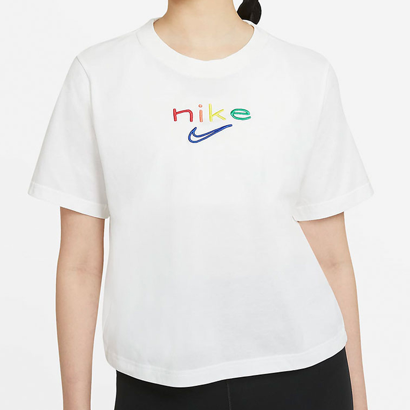 nike刺绣运动t恤正品2021年新款