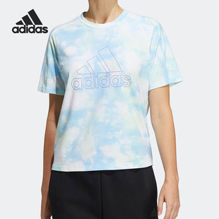 新款 Adidas 阿迪达斯正品 夏季 HF2488 女子印花运动透气短袖