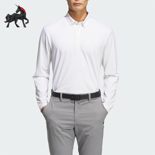 Adidas/阿迪达斯正品2025男士透气套头翻领运动长袖POLO衫JM7115