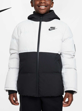 Nike/耐克秋冬新款大童拼接宽松保暖羽绒服HV7187-025