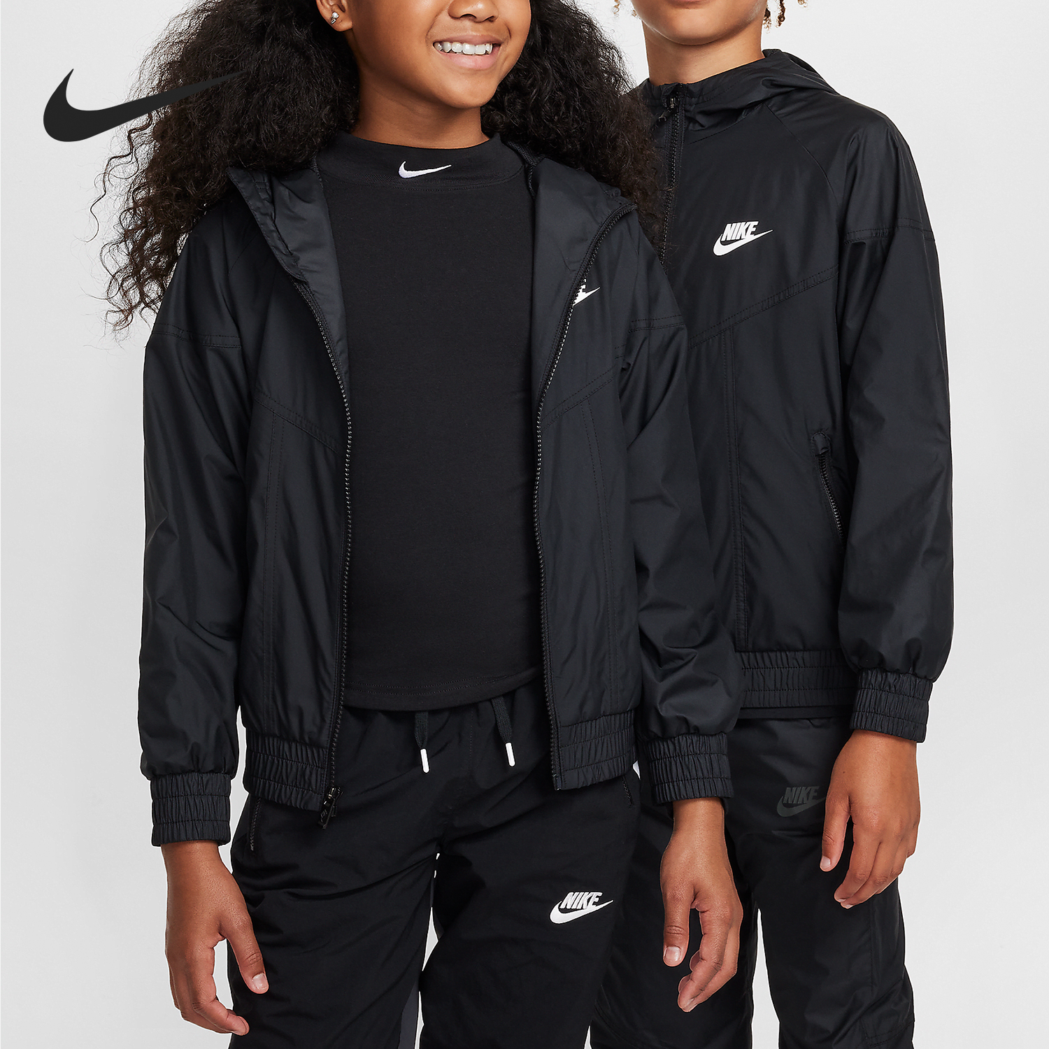 Nike/耐克正品2025新款大童宽松透气连帽夹克外套AFZ5516-010