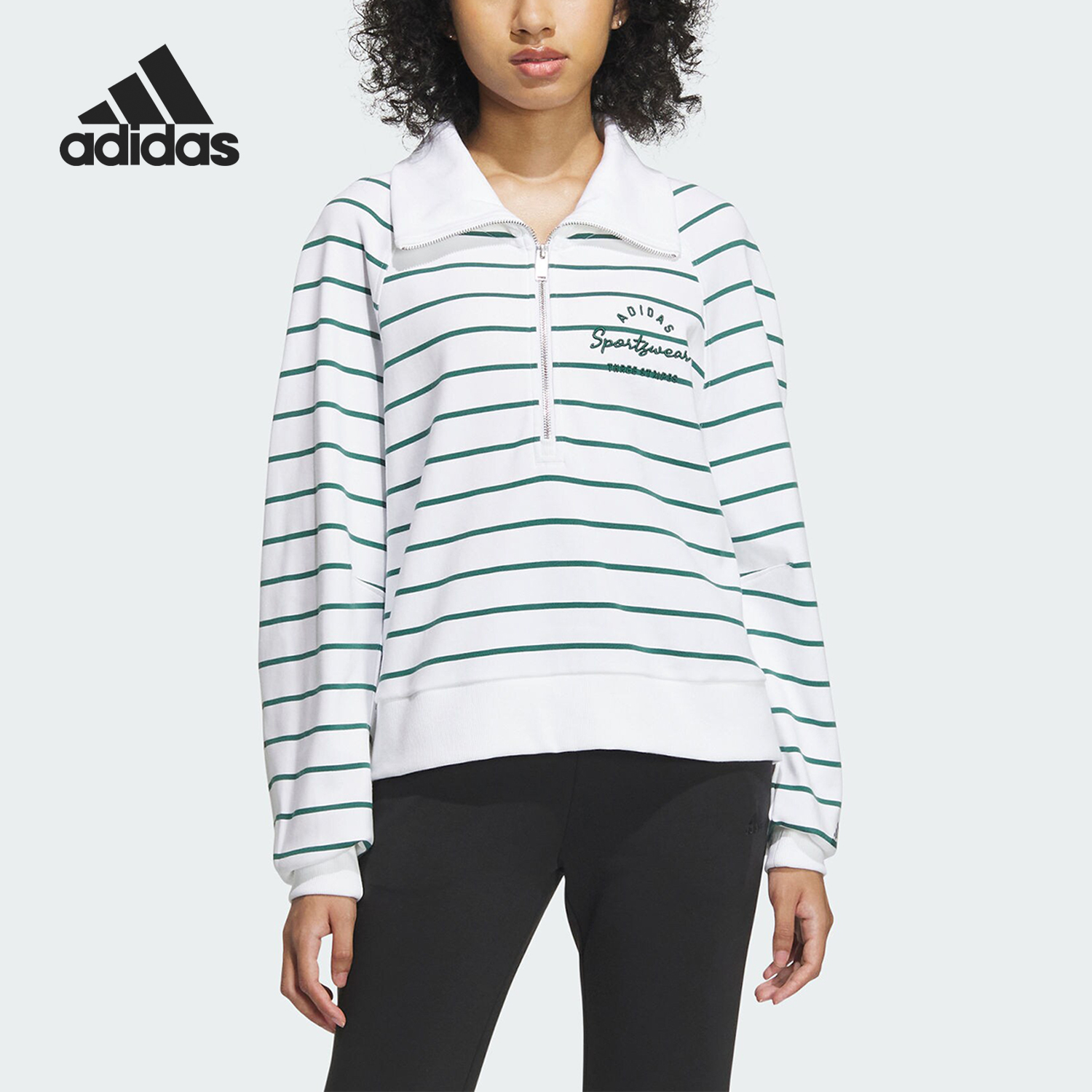 Adidas/阿迪达斯正品冬季新款女子时尚半开襟休闲卫衣IZ4571