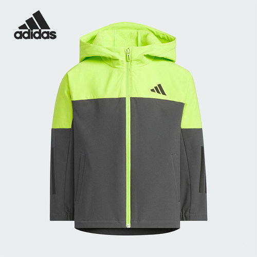 Adidas/阿迪达斯正品WOVEN JACKET儿童日常连帽耐穿外套KS0655