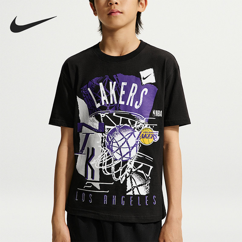 Nike/耐克正品Courtside  NBA 大童复古风经典短袖T恤IV0470-010