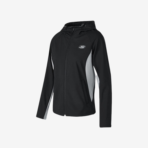 Skechers/斯凯奇正品2024新款女士运动舒适加绒梭织连帽外套