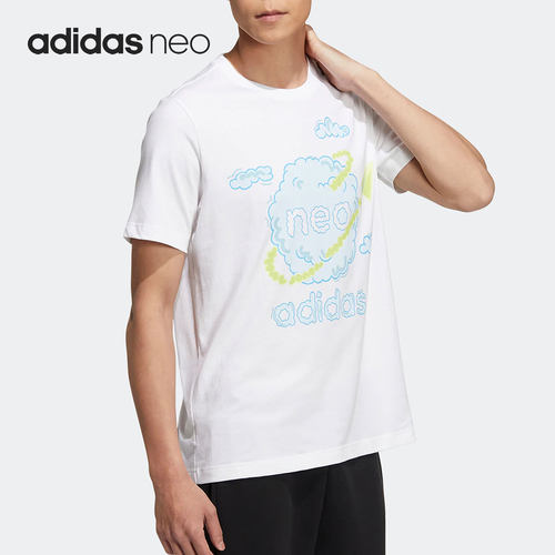 Adidas/阿迪达斯正品Neo夏季男女运动休闲印花短袖T恤HS8853